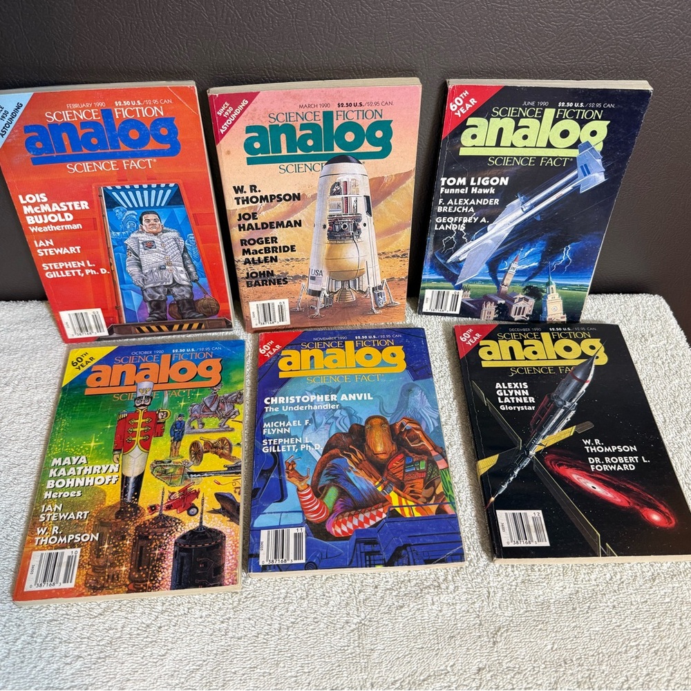 VTG 1990 Lot of 6 Science Fiction Analog periodicals PB used good condition